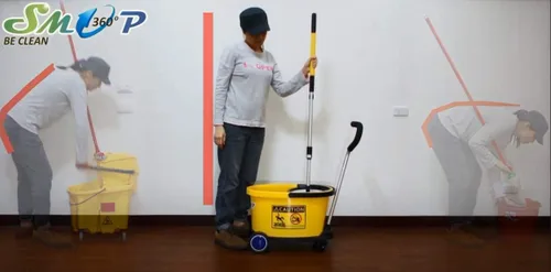 Miniatura 6 de SMOP 360 Spin Mop Comercial, Microfibra, Cubo, Sistema de Limpieza de Pisos para Tiendas y Hogares, Carrito con Ruedas, Cabezal de Repuesto