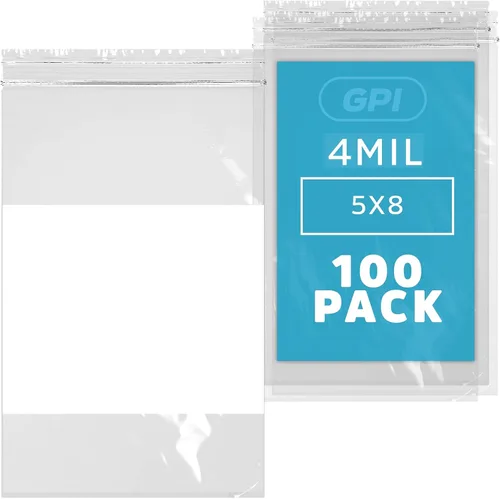 Miniatura 36 de GPI - 3" x 4" - Caja a granel de 1000, bolsas de plástico transparente con cierre de cremallera de 4 mil de grosor, resistentes, con bloque blanco