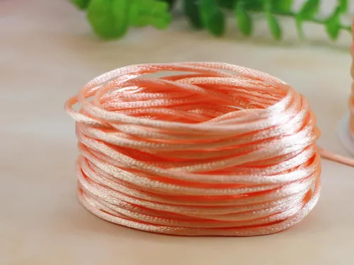 Miniatura 5 de Cordón de satén melocotón de 0.098 in, cuerda de nailon de 300 pies, cordón de seda de raso satinado para hacer joyas, pulseras trenzadas, collares