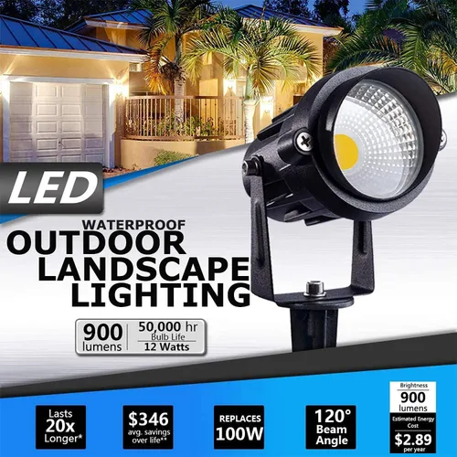 Miniatura 2 de SUNVIE Luces LED de paisaje de 12 W de bajo voltaje, luces de camino de jardín, luz blanca súper cálida de 12 V, impermeables, para exteriores