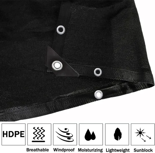 Miniatura 2 de Tela 90% negra de 6 x 12 pies, lona de malla de polietileno de alta resistencia con ojales para jardín, invernadero, pérgola, patio, piscina, Negro