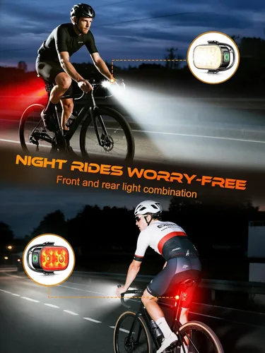 Miniatura 2 de ISEYOU Bike Lights, Ultra-Slim USB-C Rechargeable Bike Lights Front and Back, 5+6 Lighting Modes & IP65 Waterproof, Super Bright Bicycle Light Set