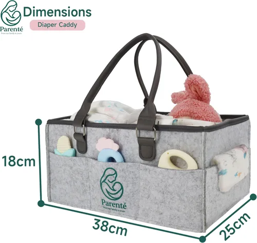 Miniatura 3 de Organizador de pañales: organizador portátil de bebé para cosas de bebé, artículos esenciales para recién nacidos, organizador con asa, regalos Gris