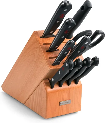 Wüsthof Gourmet - Juego de bloques de cuchillos (11 piezas, madera de haya)