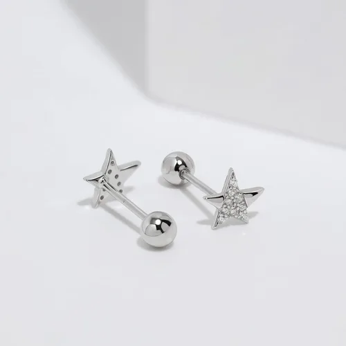 Miniatura 2 de Meissa Aretes de bola de rosca para mujer, plata de ley 925, delicados y bonitos aretes de estrella para múltiples piercings