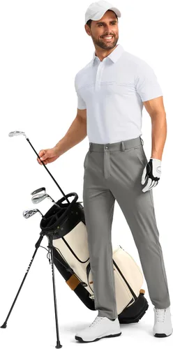 Miniatura 6 de Soothfeel Pantalones de golf para hombre con 5 bolsillos, ajustados, elásticos, casuales, de viaje, pantalones de trabajo para hombre