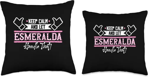 Miniatura 3 de Funny Outfits & Accessories for Esmeralda Keep Calm and Let Esmeralda Handle That Throw Pillow, 16 x 16 pulgadas, multicolor