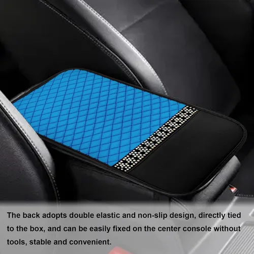 Miniatura 7 de Funda de cuero brillante para consola central de automóvil, protector de consola central de automóvil, alfombrilla de almacenamiento para Azul