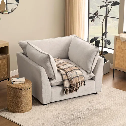 Miniatura 31 de Iroomy Oversized Modular Sectional Sofa, Chenille Cloud Couch, Deep Comfy Seat, 4-Seater Sofas, Couches, Living Room, Beige