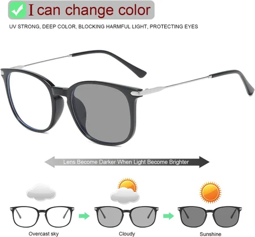 Miniatura 5 de YIMI Gafas de Bloqueo de Luz Azul Fotocromáticas para Mujeres y Hombres Marco Completo Anti Rayos UV Filtro Gafas de Computadora Gaming