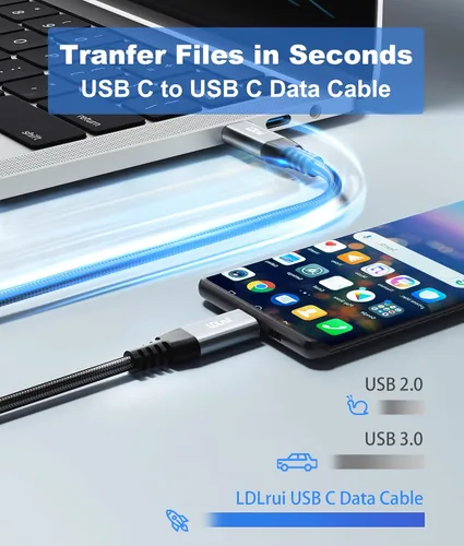 Miniatura 2 de Cable USB C corto [1 pie, paquete de 2] Transferencia de datos de 10 Gbps, salida de monitor USB-C 4K a 60Hz y cable de carga rápida de 100 W