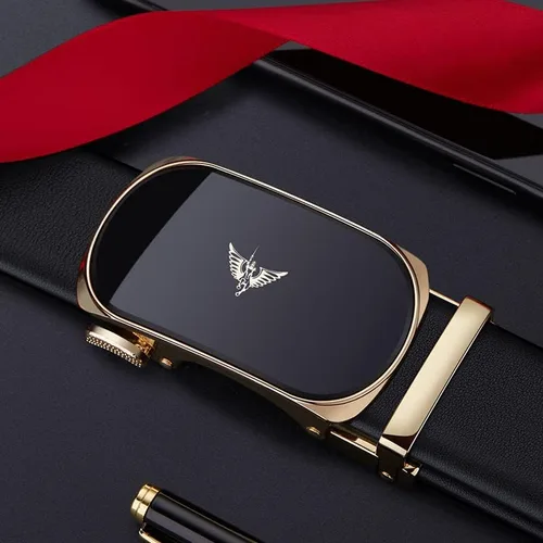 Miniatura 3 de VANNANBA Cinturones de trinquete de cuero para hombre, cinturón de cintura con hebilla automtica, cinturón para hombre con caja de regalo
