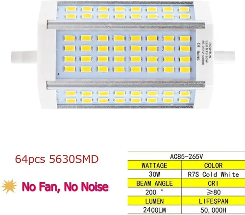 Miniatura 3 de Bombilla LED R7S J118 T3 de 30 W, luz diurna blanca, base R7S de 4.646 in, equivalente a 300 W, reemplazo LED de doble extremo para bombilla