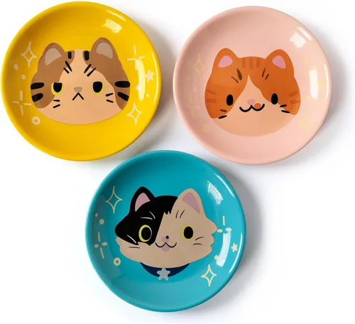 Plato de cerámica poco profundo para gatos de 6 pulgadas, cuencos de comida para gatos sin fatiga, plato ancho y pequeño para gatitos y gatitos,