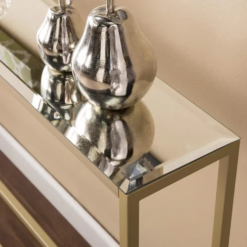 Miniatura 7 de SEI Furniture Darrin Mesa consola estrecha con parte superior de espejo, 56 pulgadas, dorado metálico
