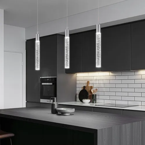 Miniatura 9 de Iluminación de Isla de Cocina Accesorio de Luz Moderna Lámpara Colgante Dorada Regulable LED Acabado de Latón Mini Luces Colgantes de Cristal