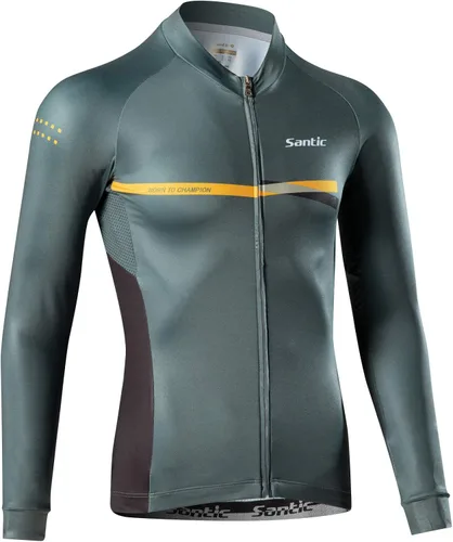 Miniatura 7 de Santic - Camiseta de ciclismo para hombre, manga larga, reflejante, cremallera completa, con bolsillos