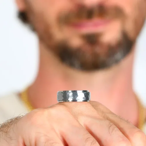 Miniatura 5 de Anillo giratorio de titanio de tungsteno de 0.2360.315 pulgadas para hombre, tamaño medio, sin níquel, anillo de ansiedad para hombres y mujeres
