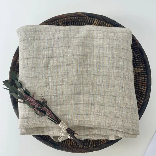 Miniatura 6 de Tela de cuadros pequeños de lino beige, calidad premium y versátil, ideal para manualidades, ropa y decoración del hogar