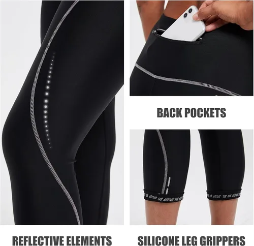 Miniatura 4 de BALEAF Pantalones de ciclismo para mujer, de cintura alta, 4D, acolchados, pantalones cortos capri de ciclismo 34, bolsillos UPF50+