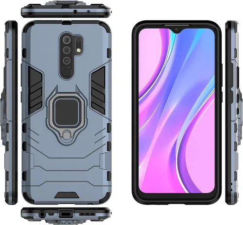 Miniatura 3 de LuluMain Compatible con funda Xiaomi Mi Redmi 9, soporte de anillo de metal, a prueba de golpes, parachoques duro