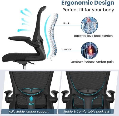 Miniatura 3 de Silla de dibujo, silla de oficina alta con reposabrazos abatibles, silla de escritorio de pie ergonómica ejecutiva para computadora, silla de dibujo