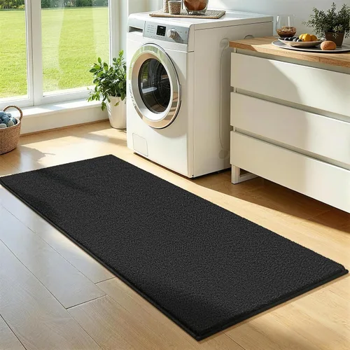Miniatura 4 de Vasofe Alfombra de pasillo negra de 2 x 4 pulgadas, alfombra antideslizante de espuma viscoelástica gruesa para interiores, para guardería