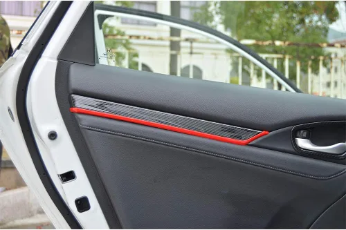 Miniatura 7 de LEXLEY 4 piezas de decoración de panel de puerta, cubierta de moldura de puerta interior, ABS, estilo fibra de carbono, accesorios para Honda Civic