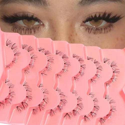 Miniatura 10 de 7 pares de pestañas inferiores con banda transparente, aspecto natural, estilo manga japonés, con pinchos, anime, pestañas inferiores dramáticas A01