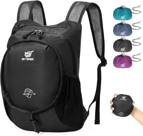 SKYSPER Mochila de senderismo pequeña y ligera de 15L para mujeres y hombres, mochila de viaje plegable, mochila de campamento plegable, mini bolsa