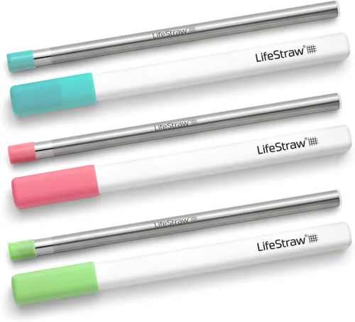 Miniatura 11 de LifeStraw Sip - Paja reutilizable de acero inoxidable para beber con filtro de agua Albaricoque