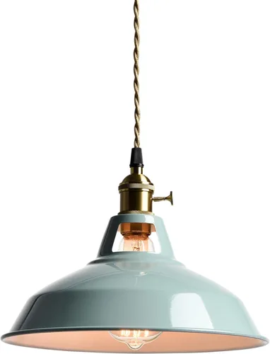 Miniatura 11 de CLAXY Luces Colgantes Industriales Blancas de Metal Estilo Granero con Interruptor E26, Lámpara de Techo Colgante para Cocina, Loft, Bar, Vestíbulo