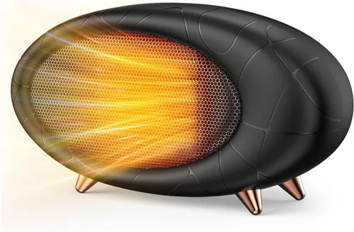 Calentador de escritorio de 600W, pequeño calentador de espacio con protección contra sobrecalentamiento y caídas, calentamiento rápido en cerámica