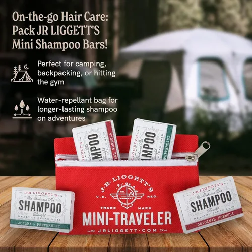 Miniatura 6 de J.R.LIGGETT'S - Mini barra de champú Traveler paquete de 4 unidades, fórmula original y jojoba Peppermint Mini barras limpiadoras de cabello, champú