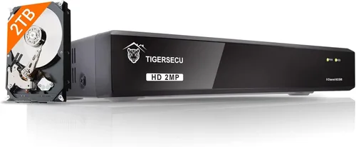 TIGERSECU Grabadora de seguridad DVR Super HD 1080P de 8 canales con disco duro de 2 TB, grabadora híbrida 6 en 1 CCTV DVR compatible con cámaras de