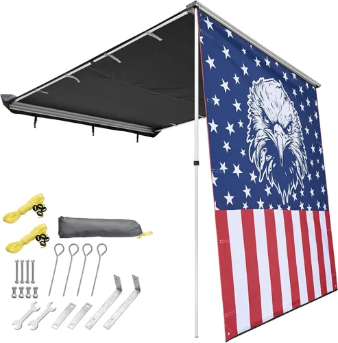 Miniatura 10 de Yescom Toldo para vehículo con revestimiento opaco, 6.6'x8.4' pies, retráctil para rack del techo lateral de automóvil, sombra overlanding para SUV
