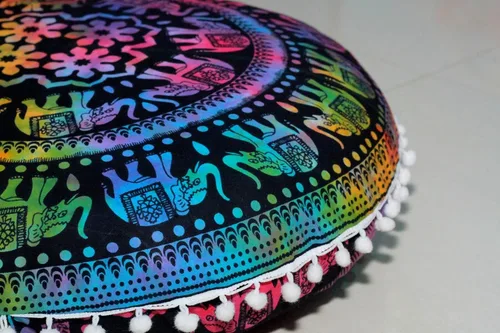 Miniatura 9 de CRAFT KALA Funda de Cojín de Suelo Redonda de 22" Mandala Boho para Sala de Meditación Asientos Pufs Funda para Sala de Estar Sala de Yoga Hogar