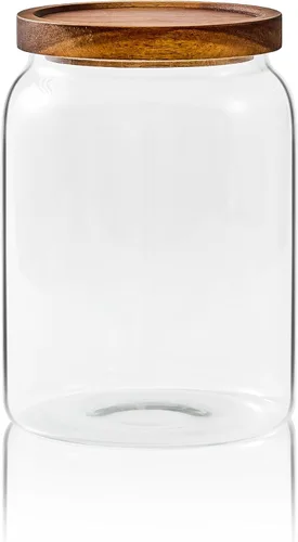 Miniatura 12 de Sweejar Tarros grandes de vidrio para dulces con tapas de madera, tarro de vidrio de 1 galón con tapa, contenedores de almacenamiento