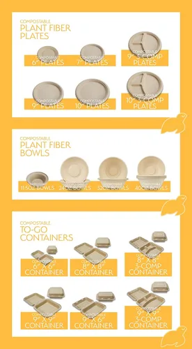 Miniatura 6 de Recipientes desechables 100% compostables con tapas [9 x 6 pulgadas paquete de 50 unidades] Recipientes ecológicos para llevar, resistentes