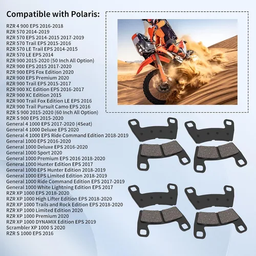 Miniatura 6 de Pastillas de freno traseras compatibles con Polaris RZR 570/LE Trail EPS; RZR 900/EPS Premium/XC Edition EPS/RZR S 900; General 4 1000 EPS/General