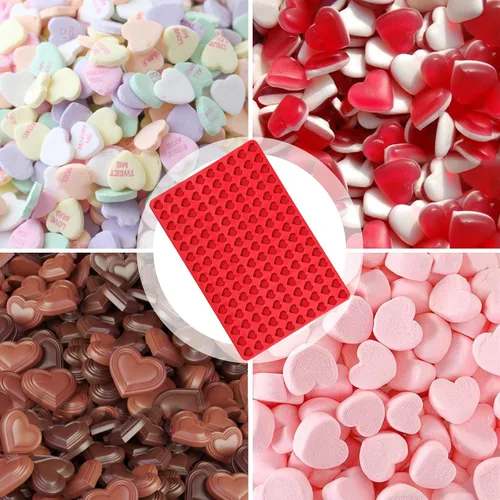 Miniatura 2 de Webake Mini molde de corazón, 150 cavidades, molde de silicona para gomitas, dulces, chocolate, bandeja para hornear para golosinas caseras, Día