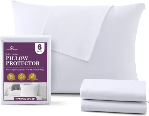 CirclesHome Protectores de Almohada Estándar con Cremallera | Fundas de Almohada 100% Algodón Transpirable | Protege las Almohadas de la Suciedad, 1