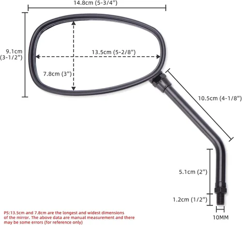 Miniatura 6 de Espejos retrovisores negros de 10 mm para manillar de motocicleta, compatibles con Honda, Kawasaki, Suzuki, scooter de crucero (negro)