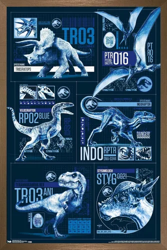 Miniatura 39 de Trends International Jurassic World: Fallen Kingdom - Póster de pared con cuadrícula, 14.725 x 22.375 pulgadas, versión enmarcada de madera