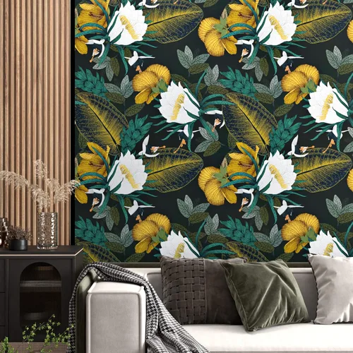 Papel tapiz floral oscuro para despegar y pegar, papel tapiz vintage de flores coloridas, papel de contacto para gabinetes, papel de contacto