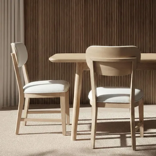 Miniatura 15 de COLAMY Juego de 2 sillas de comedor de madera maciza, modernas sillas de cocina tapizadas de mediados de siglo con cojín de 3.3 pulgadas de grosor