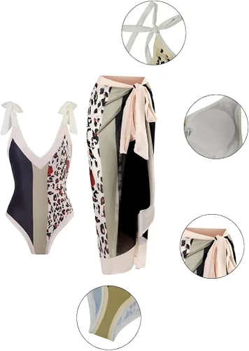 Miniatura 3 de XXTAXN Traje de baño sin mangas con cuello en V para mujer, traje de baño de 2 piezas