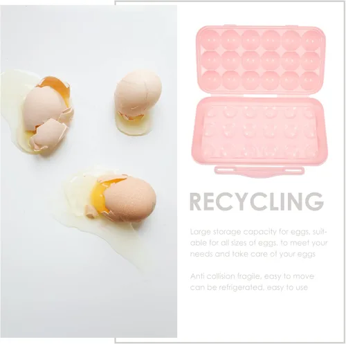 Miniatura 6 de Angoily Cartón de huevos, soporte apilable para huevos para refrigerador, almacenamiento de plástico1, bandejas de almacenamiento rosa de cocina