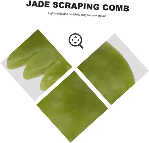 Miniatura 2 de Natural Jade Gua Sha peine cepillo para el cuidado de la salud antiestático del masaje del cuero cabelludo