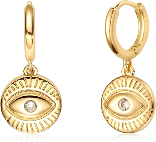 VACRONA - Aretes tipo arracadas con corazón de oro, abrazadores, pequeños para mujer, chapados en oro de 14 quilates